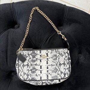 Coach Black and White Snakeskin Clutch